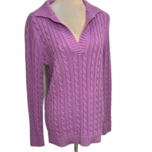 LL Bean lavender cable knit sweater Size M
